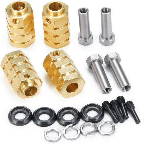 RCLIONS 12mm Brass Wheels Spacers +20mm Extension Wheel Hubs Hex for TRX4 1/10 RC Crawler Truck Car...