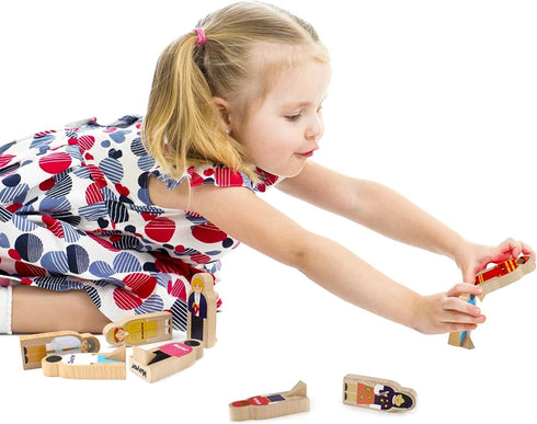 Little Professionals Wooden Character Set - Cute Wood Block People Toys for Kids & Toddlers - Open Ended STEM Pretend Play & Educational Games for...