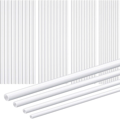Outus 80 Pcs ABS Plastic Tube White Bars Rod Hollow Tubing Connector Plastic Rod for DIY Crafts Sand Table Architectural Model Making, 4 Sizes (Ro...