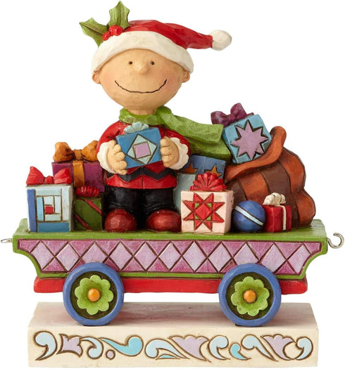 Enesco Peanuts by Jim Shore Charlie Brown Christmas Train Figurine, 4.72"...
