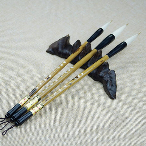 3 Sizes Chinese Writing Brushes, Chinese Calligraphy Brush Set, Chinese Painting Ink Brushes with Bamboo Pen Holder, Traditional Chinese Art Sumi ...