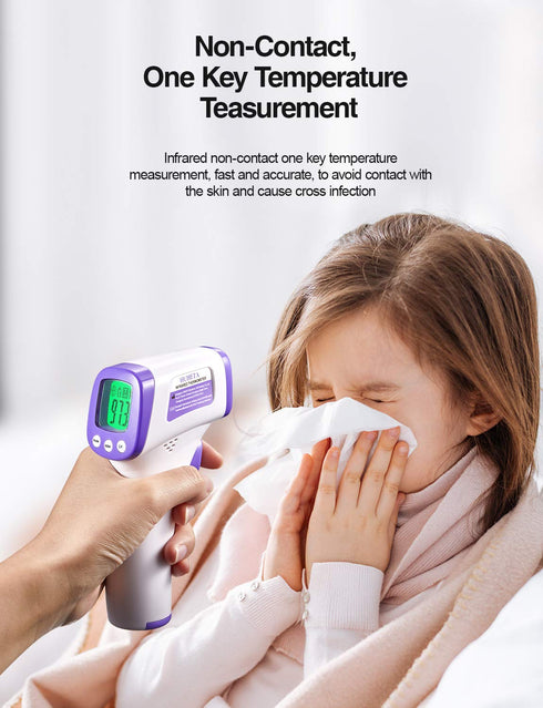HUHETA Infrared Thermometer for Adults, Non Contact Forehead Thermometer with Fever Alarm, Accurate Reading and Memory Function, Body Temperature ...