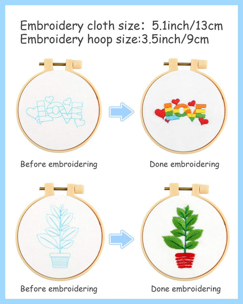 Pllieay 10 PCS Cross Stitch Kits for Beginners, Embroidery Beginner Kits for Kids 7-13, Include Instructions, Cross Stitch Kits with Pattern, Need...