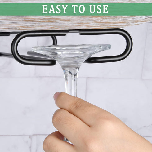 4 Pack Steamware Wine Glass Hanging Rack, Metal Stemware Holder Storage Wall Mount Under Cabinet Kitchen Bar Pub, Black...