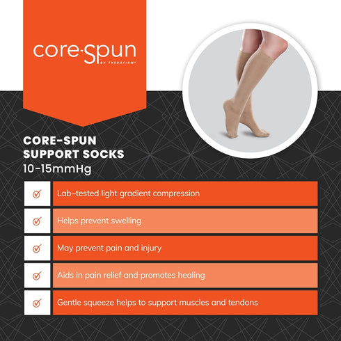 Core-Spun 10-15mmHg Medical Light Graduated Knee High Compression Socks (Black, 2X-Large Regular)...