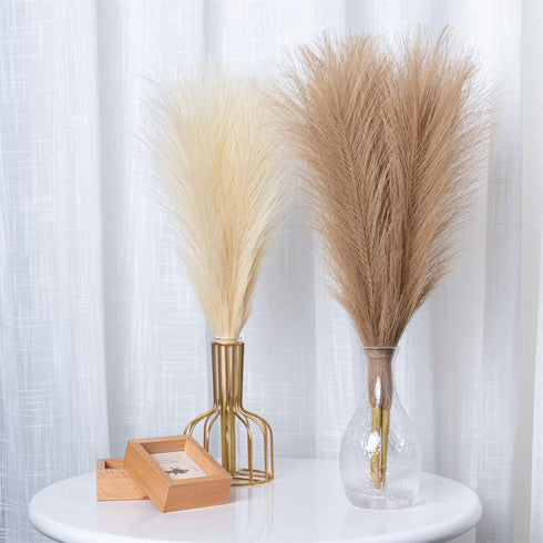 CHUKCHI Faux Pampas Grass - 17.7" 6 Bunches (3 Beige and 3 Taupe Brown) Fluffy Artificial Dried Pampas Grass, Used for Flower Arrangements Home De...