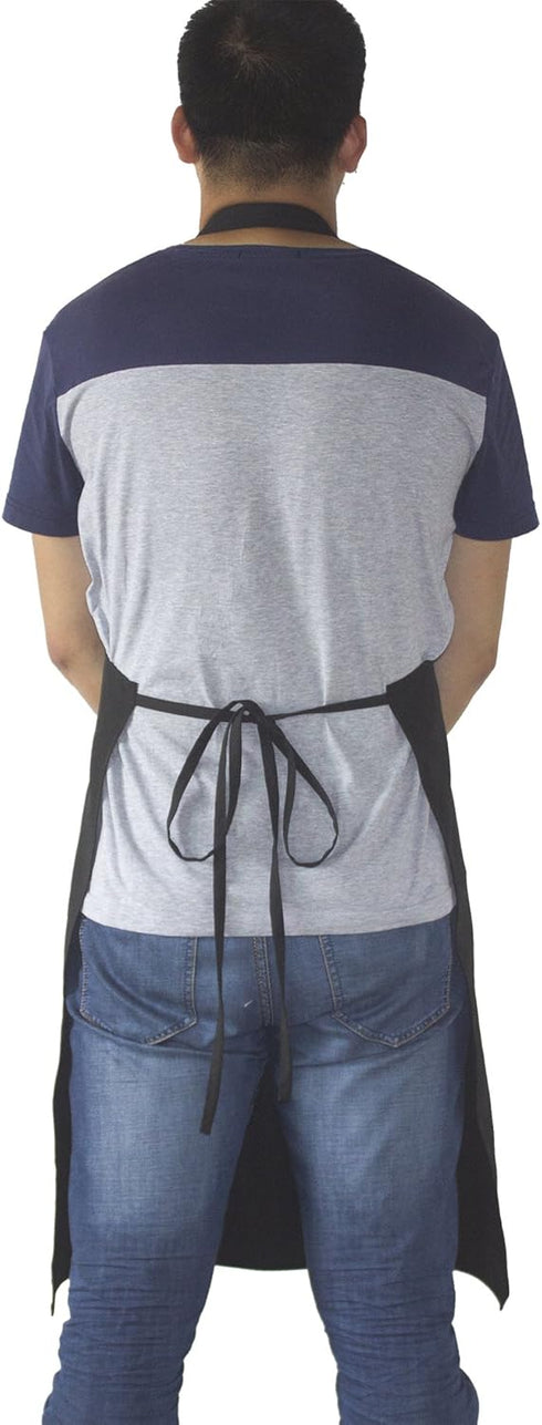 Black Professional Resist Water Adjustable Extra Long Bib Apron 3 Pockets Home Kitchen Garden Restaurant Cafe Bar Pub Bakery for Cooking Chef Bake...