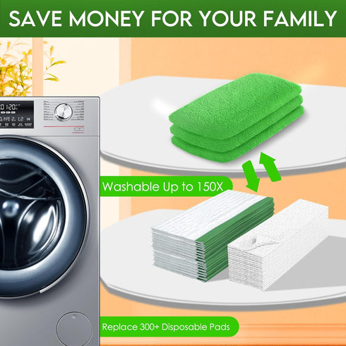 Reusable Mop Pads Refill Compatible with Swiffer Sweeper Mop - Dry Sweeping Cloths & Wet Mopping Cloths for Household Cleaning - Washable Microfib...