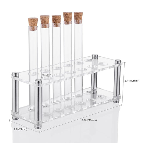 Ackers Transparent Acrylic Test Tube Bottle Small Glass Holder,Built-in Handle, 12 Tube Capacity, 0.7" (18mm) Holes for 10ML Test Tubes...