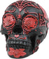 Ebros Day of The Dead Spider Web Floral Red Rose Skull Figurine DOD Floral Black Sugar Skull Statue 5" L...