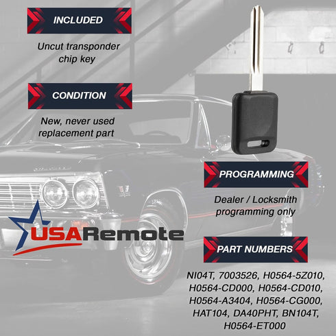 Car Key Fob Keyless Entry Remote with Ignition Key fits Nissan, Infiniti (KBRASTU15 3-Btn)...