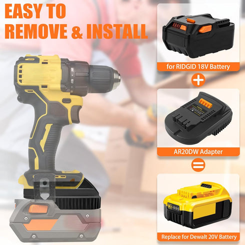 AR20DL Adapter for Ridgid to for Dewalt 20V, URUN Battery Adapter Converter for Ridgid AEG 18V Hyper Li-ion Battery Work on Dewallt 20V Power Tool...