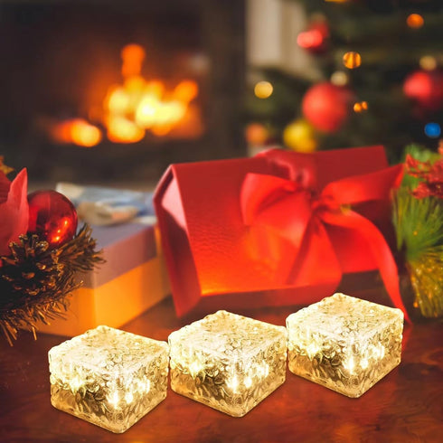 Solar Outdoor Lights Solar Brick Lights Waterproof 3 Pack Solar LED Landscape Lights Solar Ground Lights for Garden Courtyard Pathway,Christmas Fe...