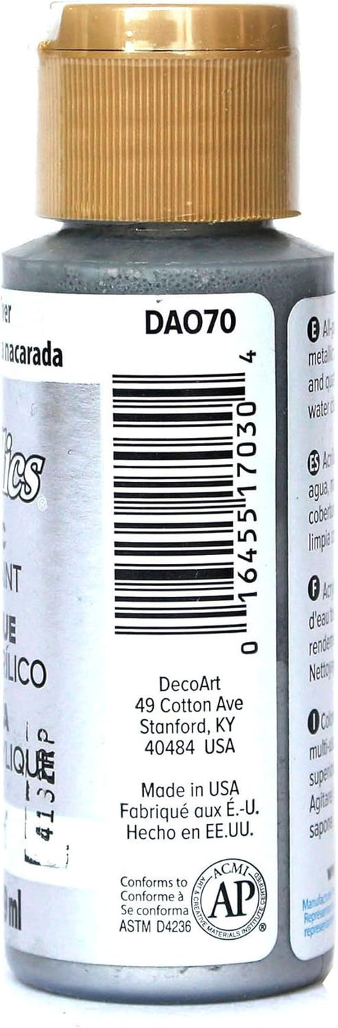 DecoArt Dazzling Metallics 2-Ounce Shimmering Silver Acrylic Paint...