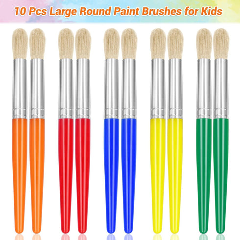 10Pcs Paint Brushes for Kids, Anezus Children Paint Brushes Toddler Large Chubby Kids Paint Brush Set for Preschool Daycare Classroom Washable Pai...