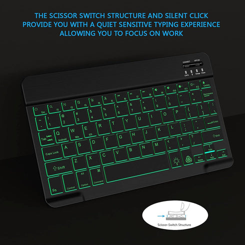 Backlit Bluetooth Keyboard Small Portable External Wireless Keyboard Cordless Rechargeable Illuminated for Android Tablet Cell Phone Smartphone iP...