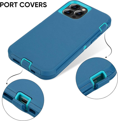 Sansunto for iPhone 13 Pro Max & iPhone 12 Pro Max Heavy Duty Shockproof Case, Full Body Protection Silicone Rubber with Hard PC Tough Rugged Dura...