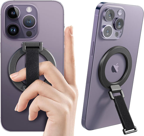 SUPERONE for MagSafe Phone Grip with Finger Strap, Removable Magnetic Ring Holder with Kickstand Finger Loop, MagSafe Accessories for iPhone 15/14...