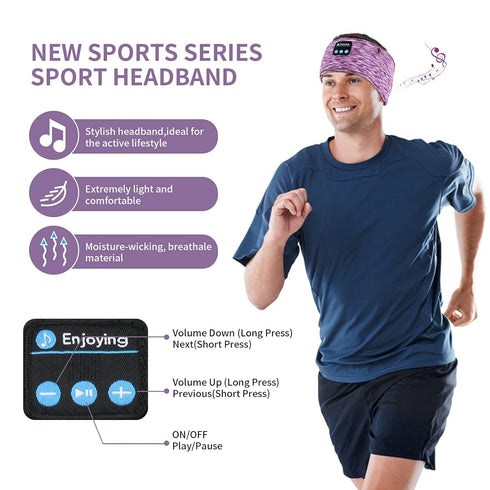 Sleep Headphones, wireless Headband with Zip Pocket Wireless Music Sport Headbands with Ultra-Thin HD Stereo Speakers for Side Sleepers, Meditatio...