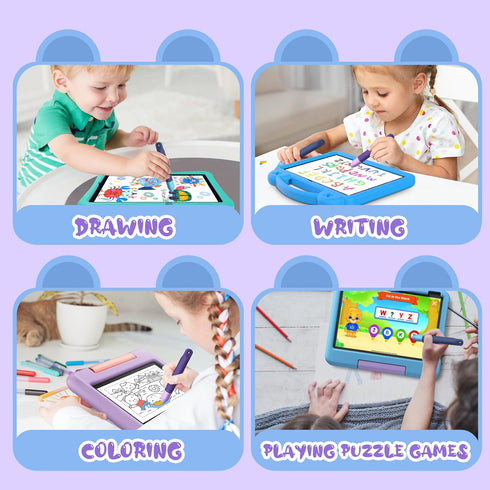 Kid-Friendly Stylus Pens for Touch Screens with Tethers - Mixoo Anti-Rolling Tablet Stylus 2 Pack for Kids, Compatible with iPad, iPhone, Tablets,...