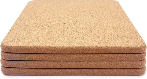 Cork Trivet, 4 Pcs High Density Thick Square Cork Trivets for Hot Dishes, 8 Inch Heat Resistant Multifunctional Cork Coaster, Cork Hot Pads for Ta...