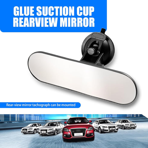 1 PC Car Rear View Mirror with Suction Cup, 8.66In x 2.55In Adjustable HD Vehicle Interior Rear View Mirror Replacement, Universal Wide Angle Auto...