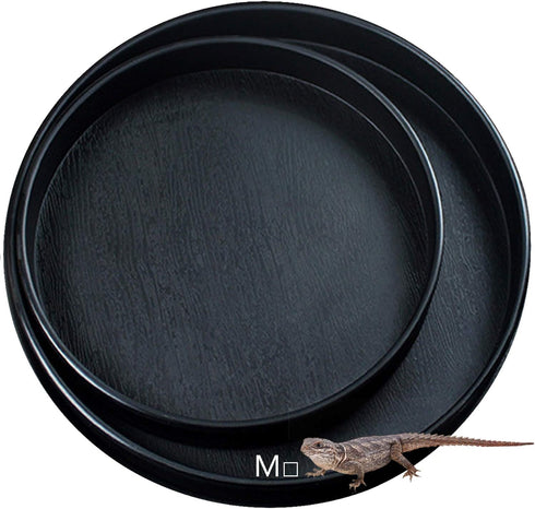 Reptile Water Food Dish Bowl Turtle Feeder Tortoise Feeding Dish Container (M, Black)...