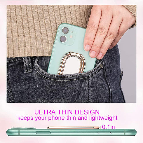 Cell Phone Ring Holder Finger Kickstand, CLZWiiN Foldable 360° Rotation Cellphone Stand for Desk, Office Desktop, Magnetic Car Mount, Metal Multi-...