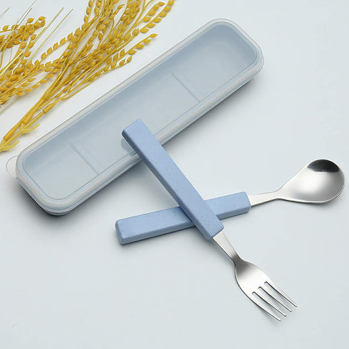 VANRA 2-Piece Children Flatware Set 18/10 Stainless Steel Child Tableware Set Silver Cutlery Set Silverware Dinner Utensils Spoon Fork Set with Tr...