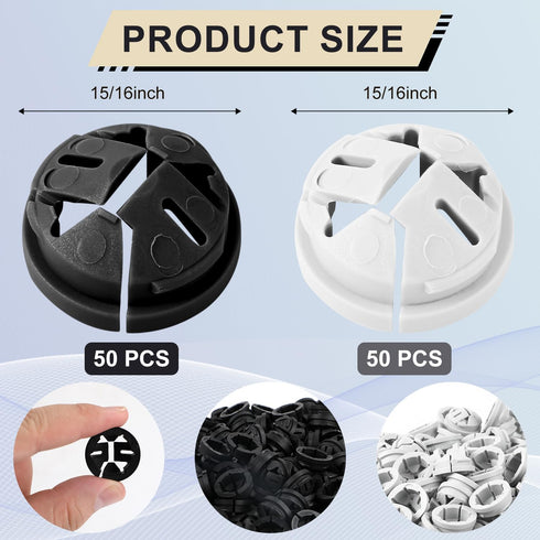 100pcs Push-in Cable Connectors, 3/8 Inch Trade Size Non-Metallic Push In Connector Plastic Electrical Box Wire Inserts Button Push-in NM Cable Cl...