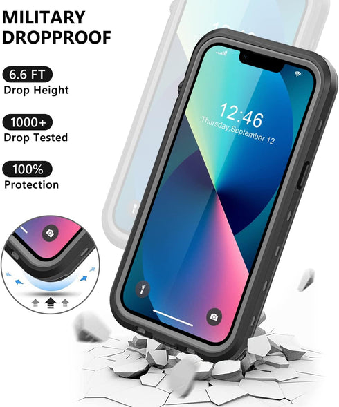for iPhone 13 Waterproof Case with Built-in Screen Protector, Shockproof Dustproof Full Body Protective IP68 Waterproof Phone Case for iPhone 13 6...