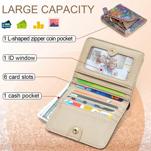 APHISON Womens Wallet, Slim Small Wallet for Women RFID Wallet Women Cartoon Microfiber Leather with ID Credit Card Holder Zipper Coin Pocket Bifo...