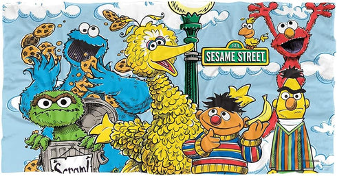 Trevco Sesame Street Retro Gang Officially Licensed Beach Towel 30" X 60"...