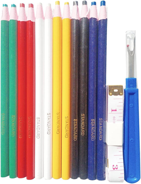 Dinggaogao 6 Colors 12 Pieces Sewing Mark Pencil Tailor's Marking and Tracing Tools,1 Soft Tape Measure,1 Thread Remover, Free Cutting Crayons Sew...