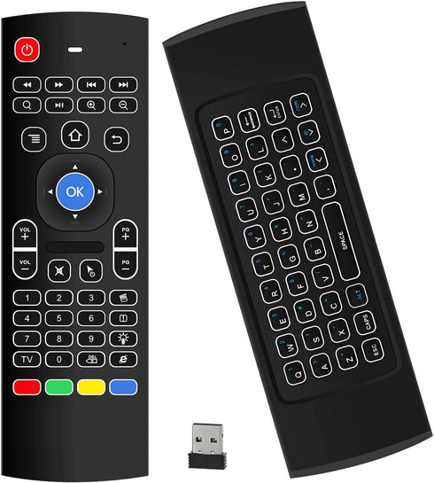 Air Mouse,MX3 Pro Backlit Mini Keyboard Remote Control,Mini Wireless Keyboard & IR Learning Air Mouse Remote,Compatible for Raspberry Pi, Android ...