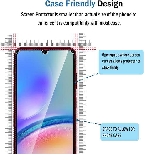 2+2 Pack for Samsung Galaxy A05s(Not A05) Screen Protector with Camera Lens Protector,Full Coverage 9H Tempered Glass Film,HD Clear Scratch Resist...