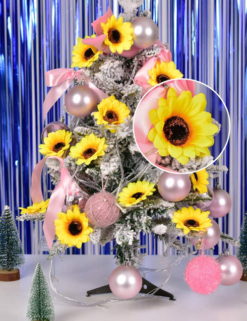 HUIANER Artificial Sunflower Heads, 2.8" Fake Simulation Sunflower Head for Wedding Home Party Cake Decoration 30PCS...