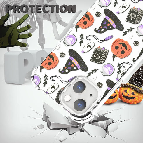 YESPURE for iPhone 14 Case,Cute Pumpkin Ghost Halloween Pattern Design,Transparent Soft TPU Anti-Yellowing Anti-Scratch Shockproof Protective Cove...