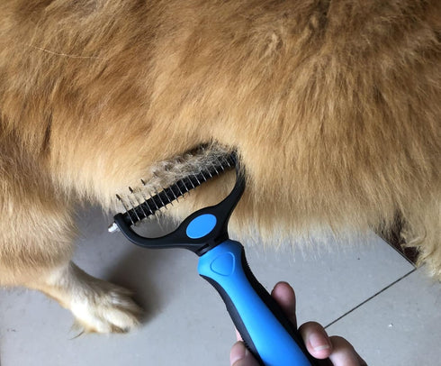 Pet Grooming Brush & Nail Clippers Trimmers - Double Sided Shedding and Dematting Undercoat Rake Comb for Dogs and Cats - Safe Dematting Comb for ...