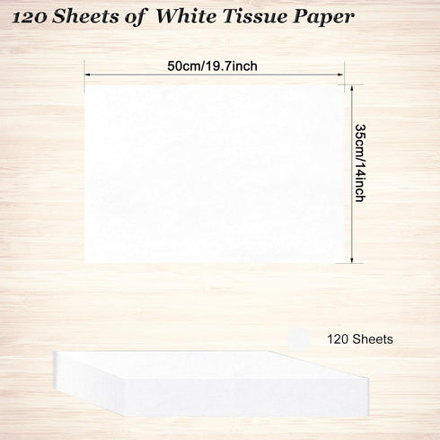120 Sheets White Tissue Paper - Artdly 14 x 20 Inches Recyclable White Wrapping Paper Bulk for Weddings Birthday DIY Project Christmas wrapping Cr...