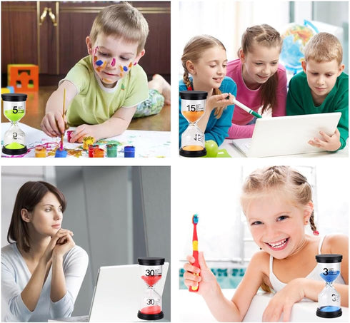 EMDMAK Sand Timer Colorful Hourglass Sandglass Timer 1 min/3 mins/5 mins/10 mins/15 mins/30 mins Sand Clock Timer for Games Classroom Home Office(...