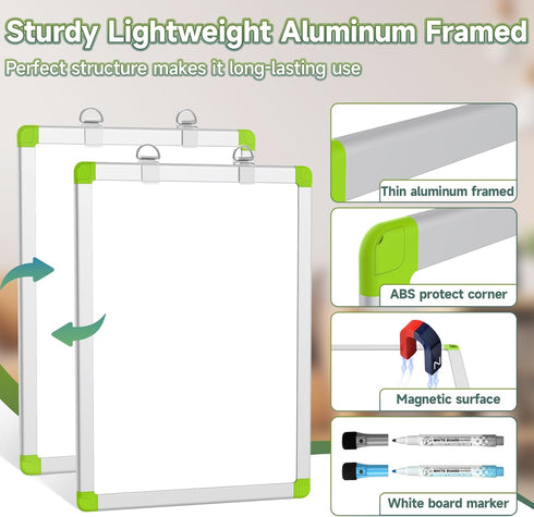 CUHIOY Dry Erase Board 12 x 16 inches Whiteboard for Wall, Double Sided Lapboard with 2 Marker Pens, Portable Hanging White Boards for Office, Hom...