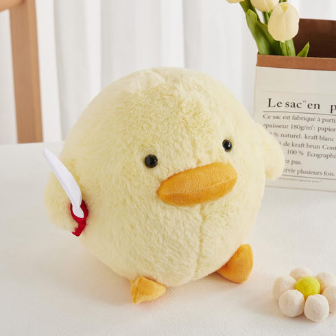 11'' Cute Duck with Knife Plush,Duck Stuffed Animals Soft Toys Yellow Duckling Duckie Plushies Throw Pillow Funny Cuddly Gifts for Kids Boys Girls...