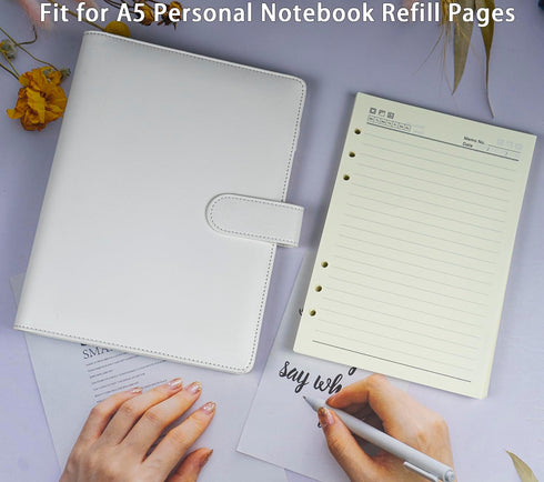 A5 Binder Cover with Magnetic Buckle Closure, 6 Ring A5 PU Leather Binder Personal Notebook for Organizing Planner Refill Pages, Photo Card Binder...