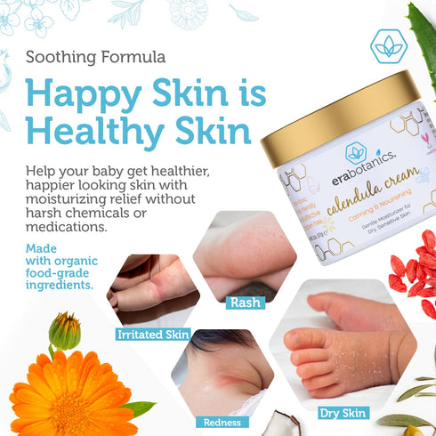 Era Organics Baby Moisturizing Cream - Soothing and Nourishing Calendula Cream with Cocoa Butter, Rosemary and More - Baby Face Cream and Baby Moi...