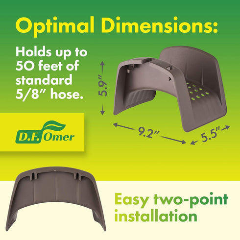 DF OMER Plastic Garden Water Hose Holder Fits 50 ft. Hose – 9.2x5.9x5.5 in. Weatherproof Wall Mount Hose Rack Hanger for Outside with Hanging Hook...