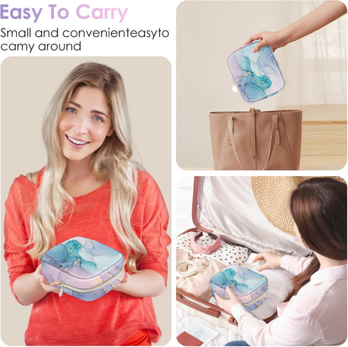 small makeup bag?PU Leather Cute Women Mini Cosmetic Bag small make up bag for purse?Colourful Patterned Travel Cosmetic Pouch Wash Waterproof toi...