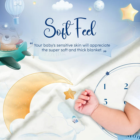 Monthly Baby Milestone Blanket - Document Every Step with Milestone Blanket for Baby boy - Personalized and Durable Keepsake Baby Monthly Mileston...