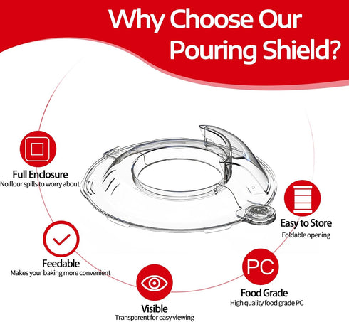 Updated for KitchenAid Tilt Head 4.5-5 QT Pouring Shield (for Stainless Steel Bowls Only), Fully Enclosed Foldable Lid Mixer Bowl Cover for Kitche...