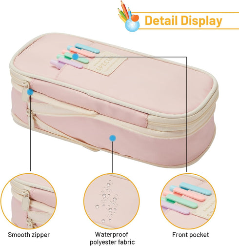 Sonuimy Large Capacity Pencil Case Pouch, Cute Aesthetic Big Capacity Zipper Pencil Cases Pen Portable Office Stationery Makeup Bag, Desk Organize...